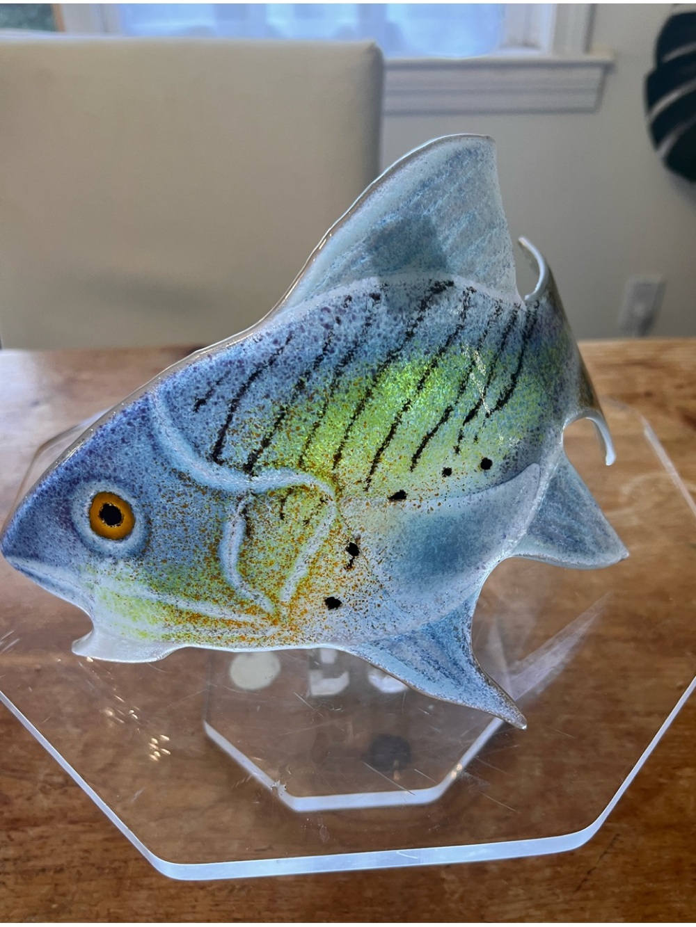 Kiln Arts Hand Crafted Nova Scotia Fused Glass Fish Free Standing Sculpture